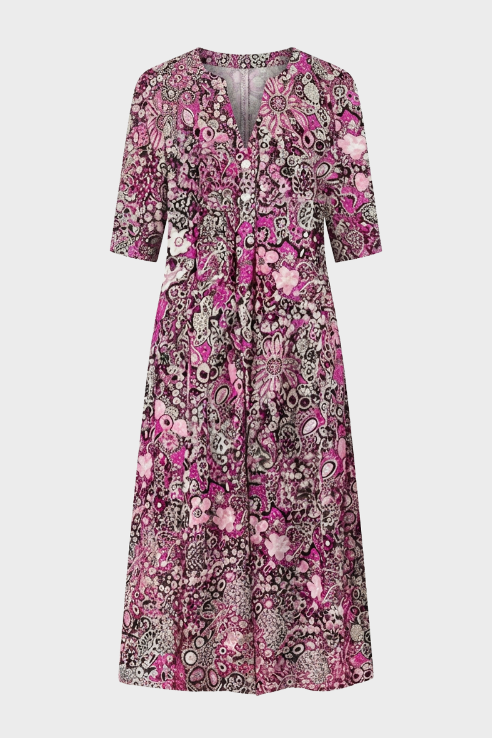 Damen Florales Midikleid | Gesmokte Taille