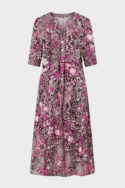 Damen Florales Midikleid | Gesmokte Taille