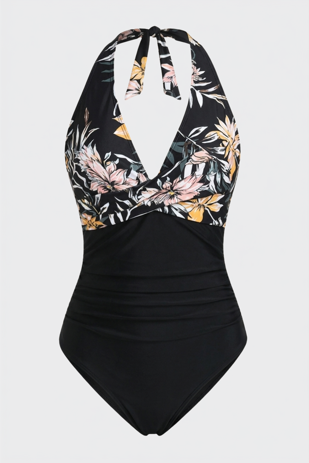 Damen Neckholder Badeanzug | Tropischer Print