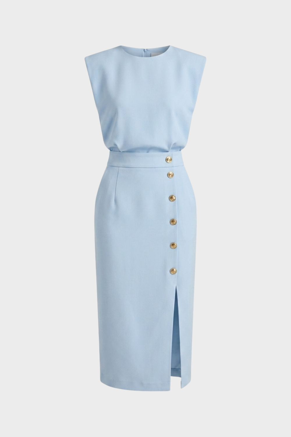 Damen Midikleid Knopf | Ärmellos