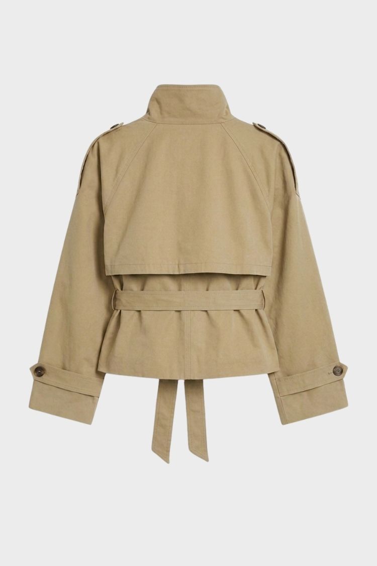 Damen Kurze Trenchjacke | Doppelknöpfe & Taillenband
