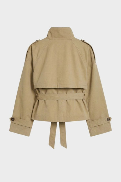 Damen Kurze Trenchjacke | Doppelknöpfe & Taillenband
