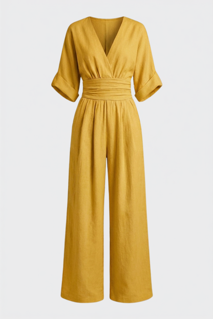Damen Weites Jumpsuit | Wickel V-Ausschnitt
