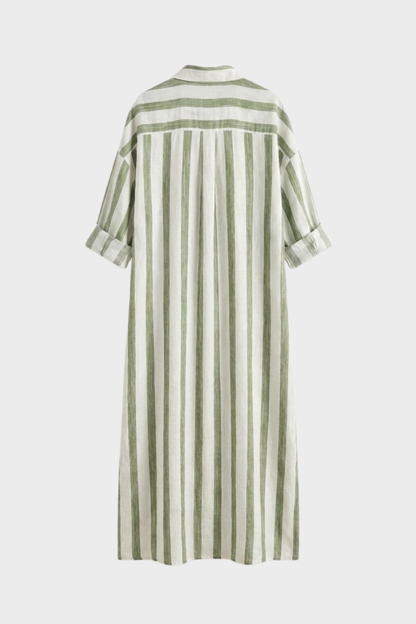Damen Streifen Hemdkleid | Maxi