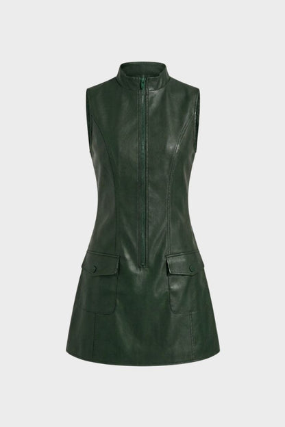 Damen Ärmelloses Zip-Kleid | Taschendetails