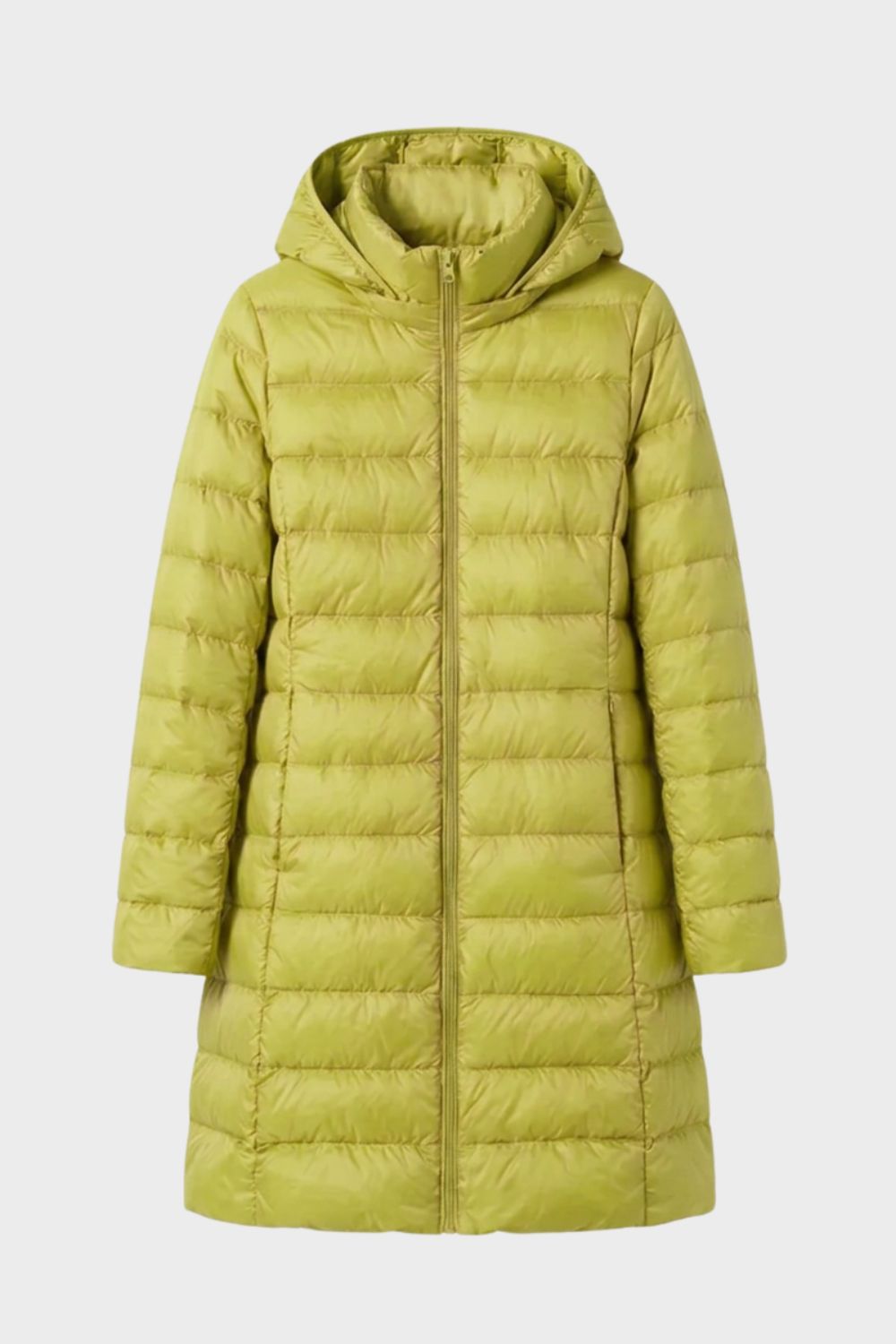 Damen Lange Steppjacke | Kapuze & Verlängerte Silhouette