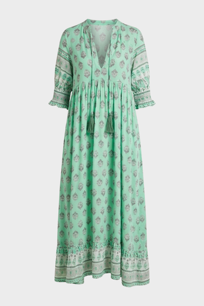 Damen Boho Maxikleid | Quastenband
