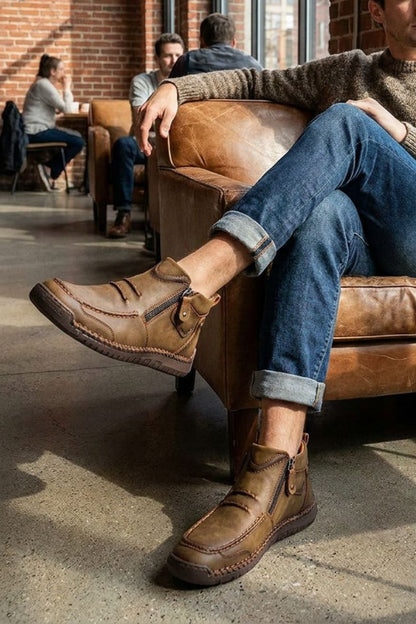 Herren Freizeit-Sneaker | Seitenzipper & Schnürdesign