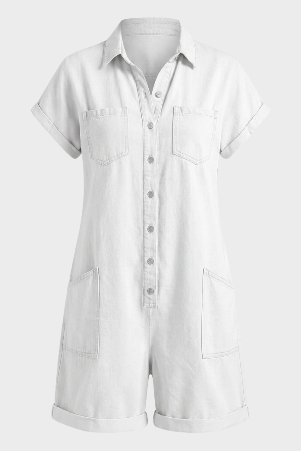 Damen Kurzarm Overall | Knopfleiste