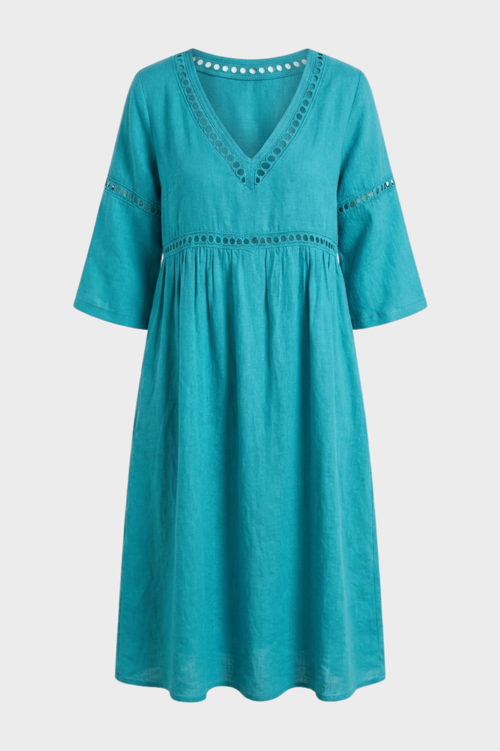 Damen Natur Sommerkleid | Midi
