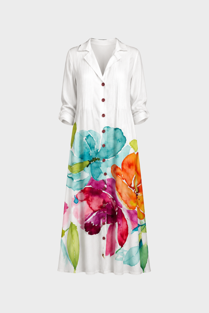 Damen Boho Hemdblusenkleid | Maxi