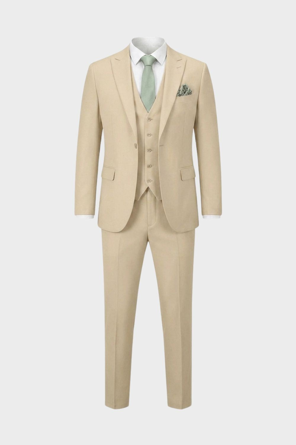 Herren Anzüge – Dreiteiliger Ein-Knopf-Anzug mit Weste und schlanker Silhouette für Hochzeiten & formelle Zeremonien