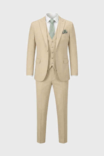 Herren Anzüge – Dreiteiliger Ein-Knopf-Anzug mit Weste und schlanker Silhouette für Hochzeiten & formelle Zeremonien
