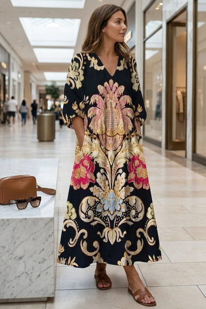 Damen Boho Maxikleid | Floraler Print