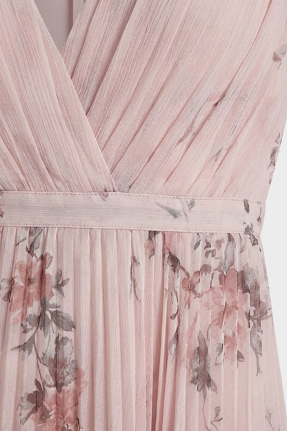 Damen Falten Maxikleid | Floral