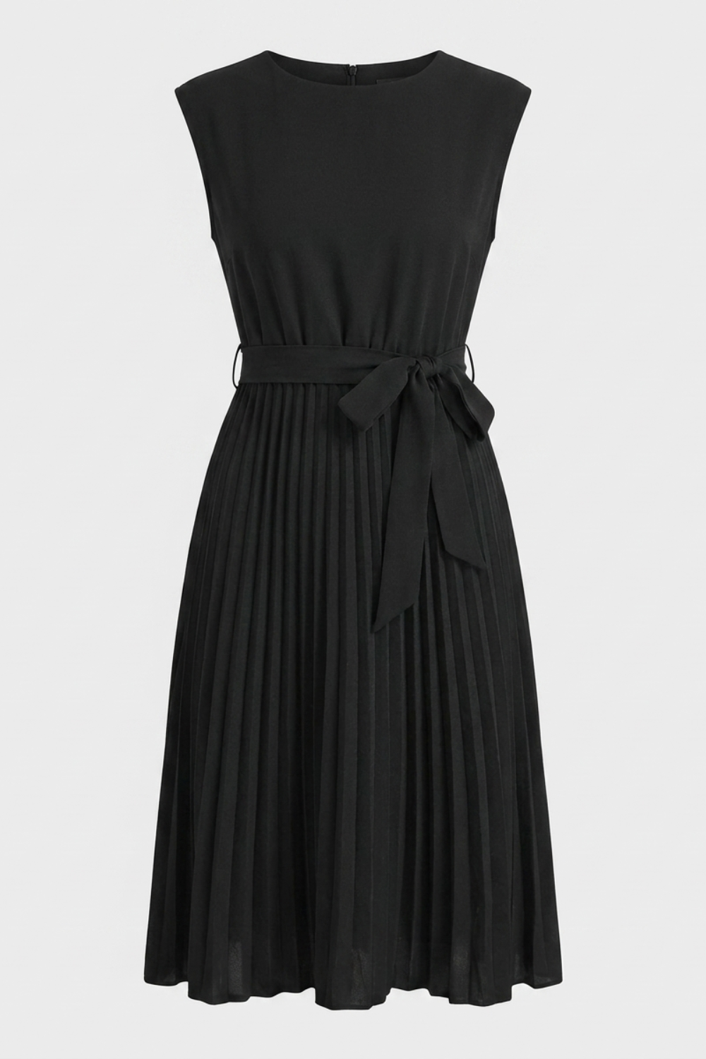 Midikleid Damen mit Plisseerock und Gürtel