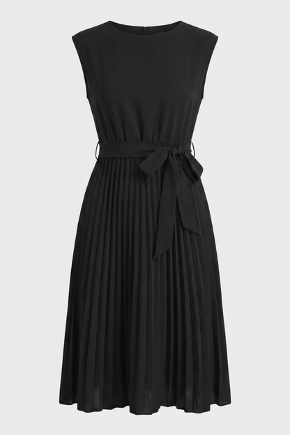 Midikleid Damen mit Plisseerock und Gürtel