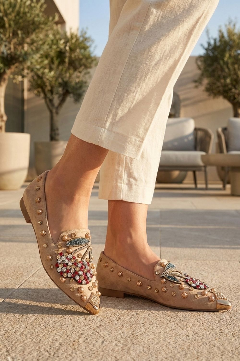 Damen Spitze Ballerinas | Strass