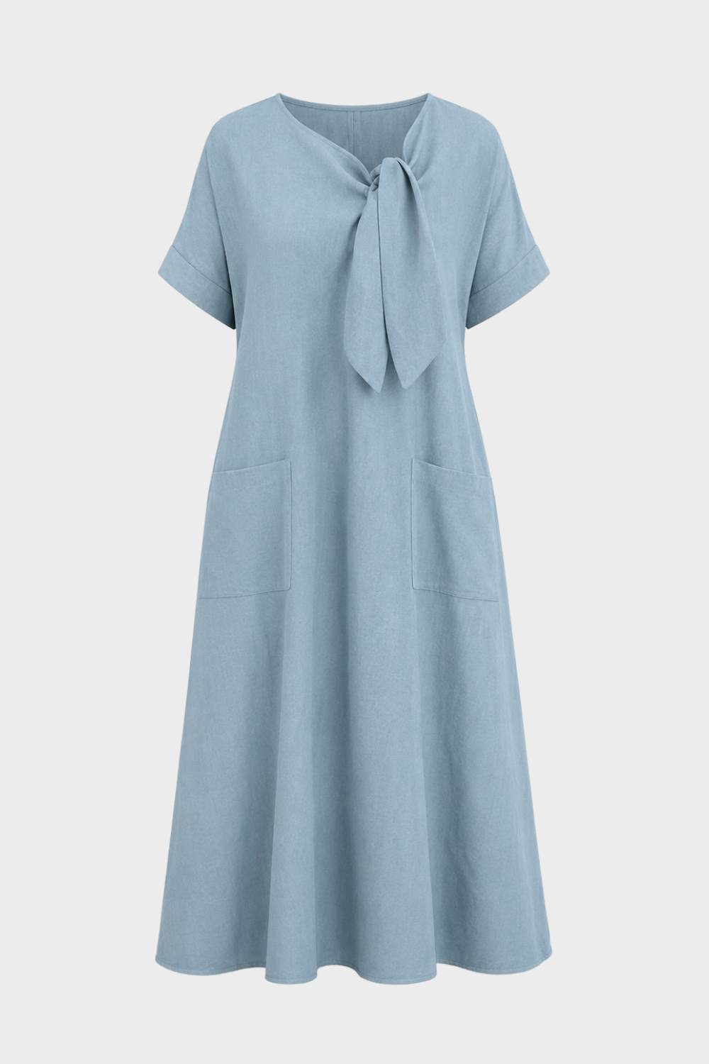 Damen Leinenkleid Taschen | Lässig