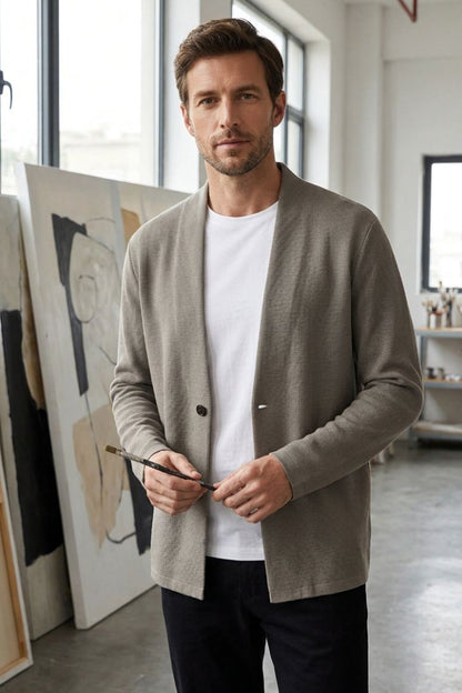 Herren Offene Strickjacke | Stehkragen