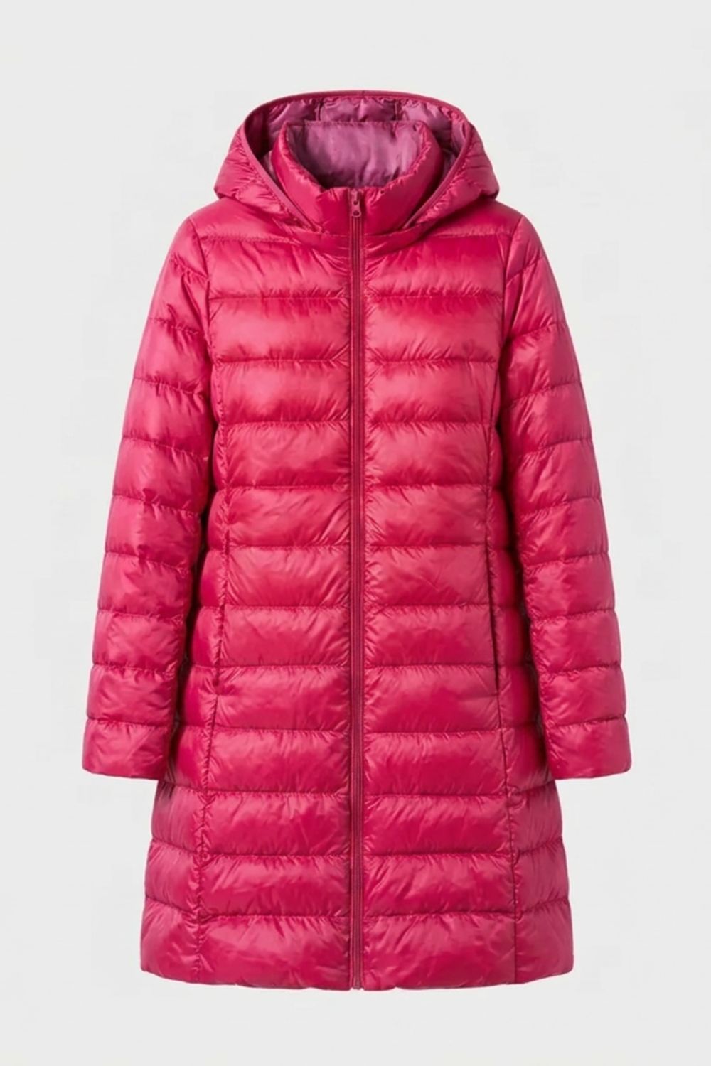 Damen Lange Steppjacke | Kapuze & Verlängerte Silhouette