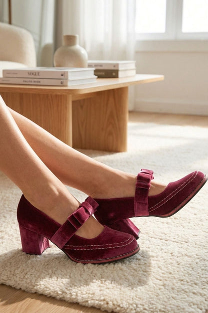 Damen Mary Jane Pumps | Samt