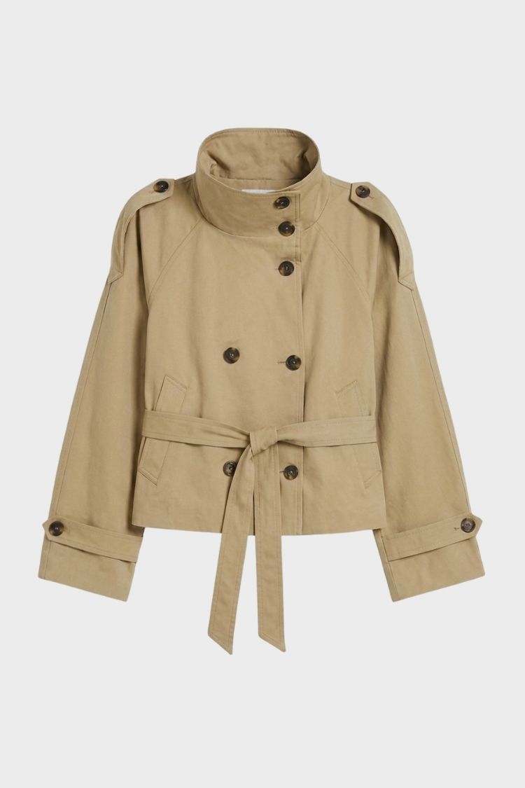 Damen Kurze Trenchjacke | Doppelknöpfe & Taillenband