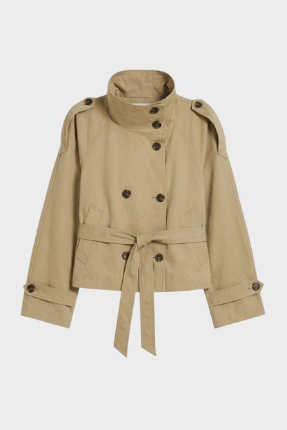 Damen Kurze Trenchjacke | Doppelknöpfe & Taillenband