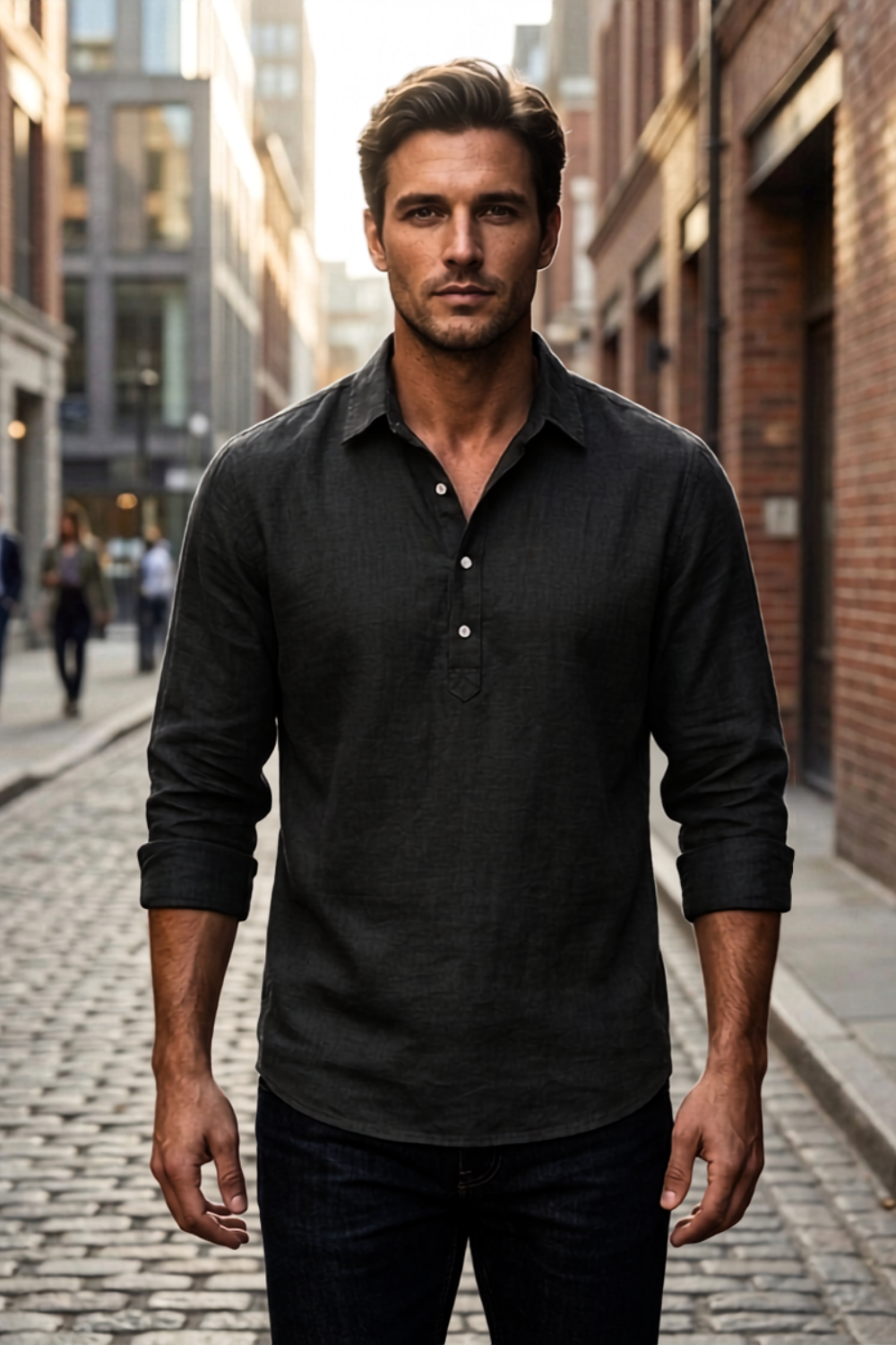 Herren Langarm Hemd mit Kentkragen