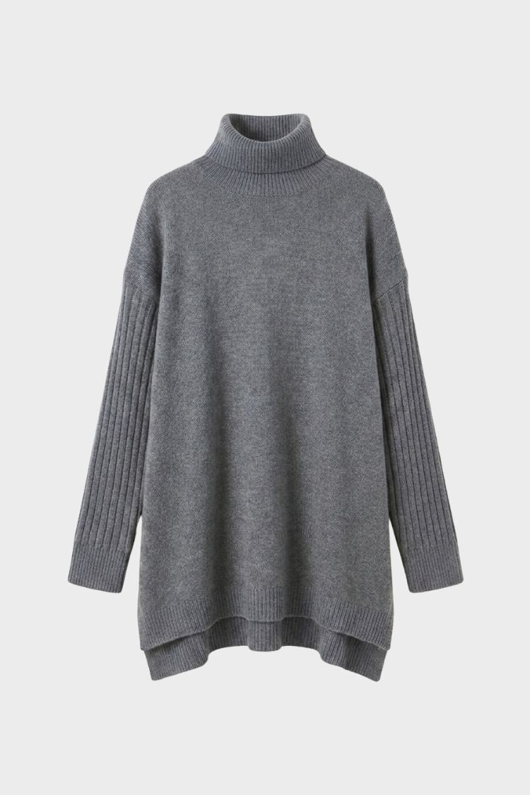 Damen Langer Rollkragenpullover | Asymmetrischer Saum