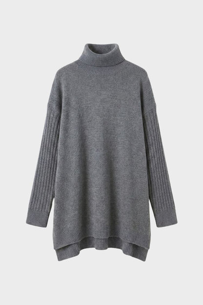 Damen Langer Rollkragenpullover | Asymmetrischer Saum