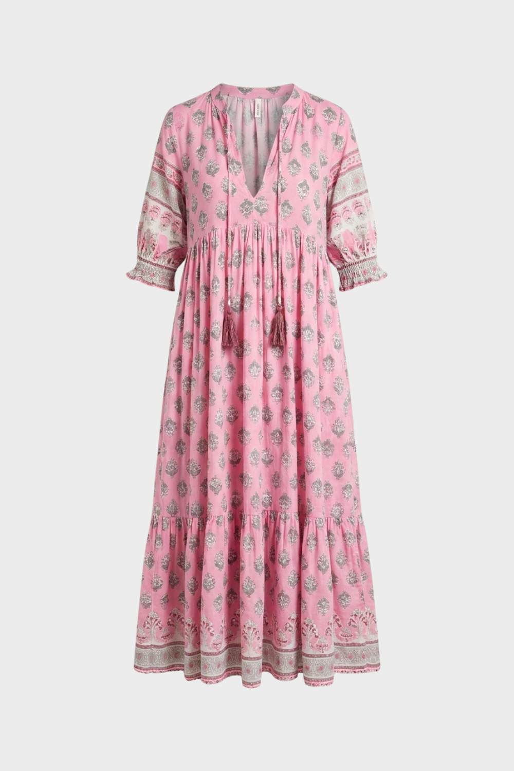 Damen Boho Maxikleid | Quastenband