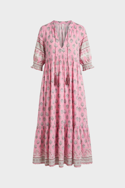 Damen Boho Maxikleid | Quastenband