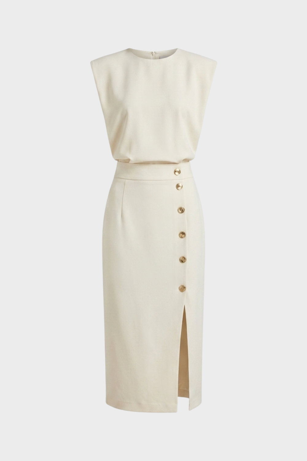 Damen Midikleid Knopf | Ärmellos