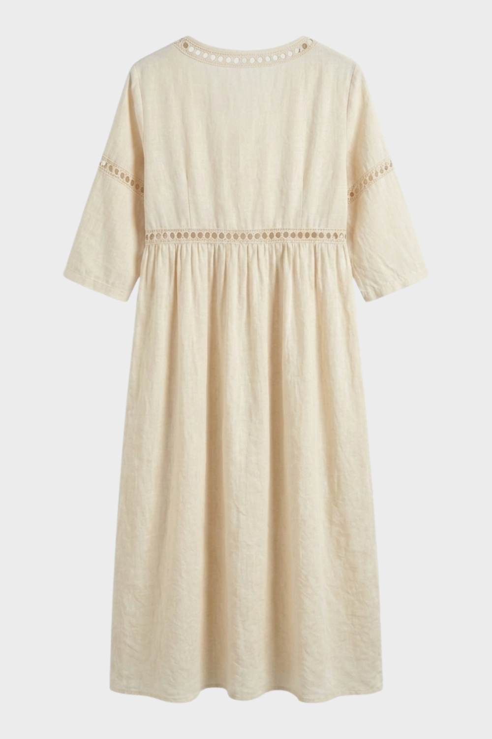 Damen Natur Sommerkleid | Midi