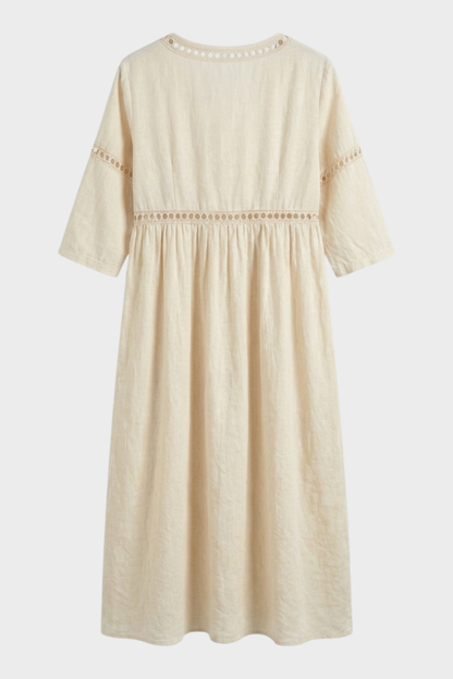 Damen Natur Sommerkleid | Midi