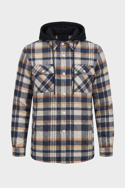 Herren Karo-Freizeitjacke | Kapuze & Pattentaschen