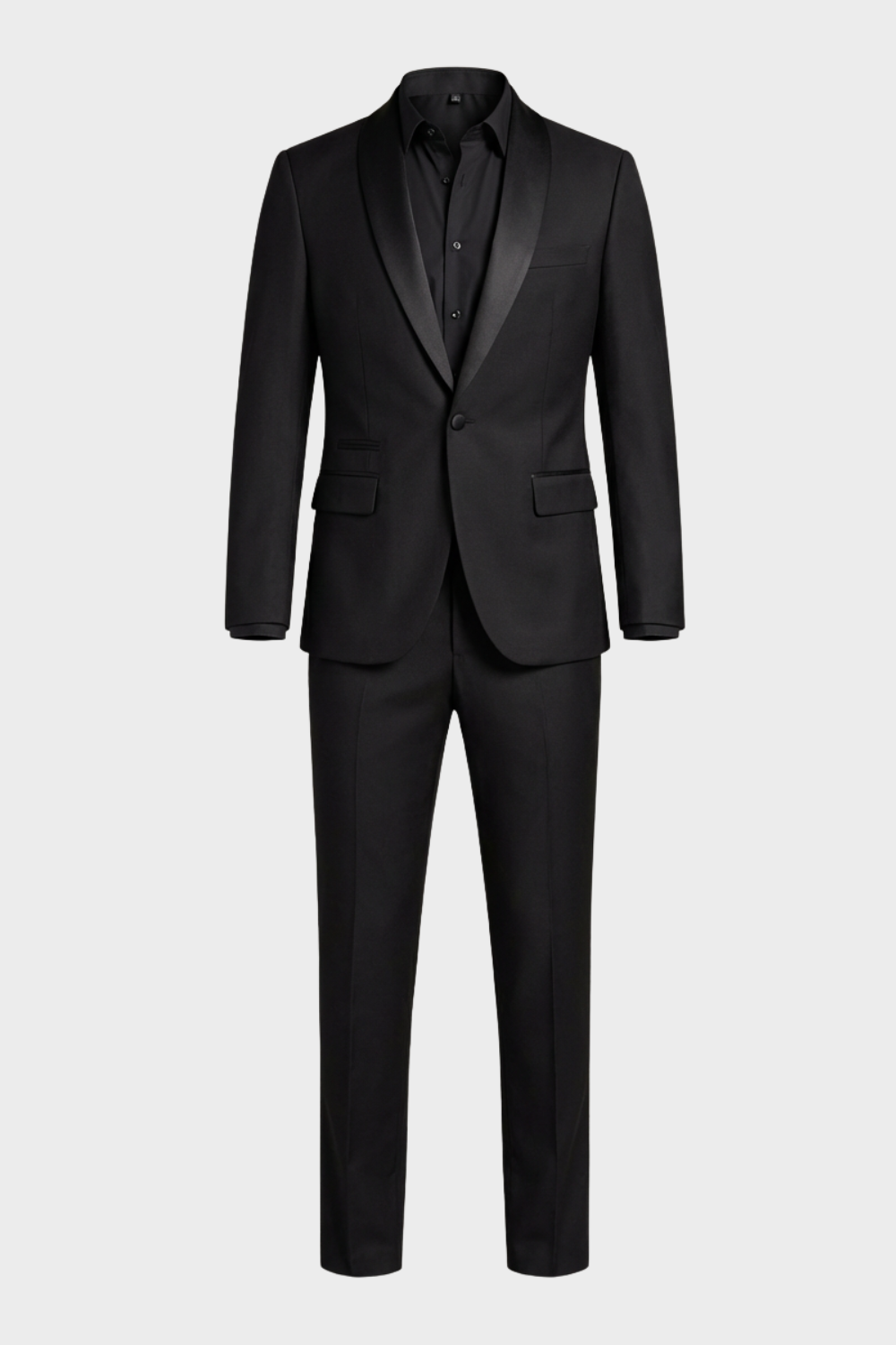 2-teiliger Smoking Herrenanzug Slim Fit – Satin-Schalkragen