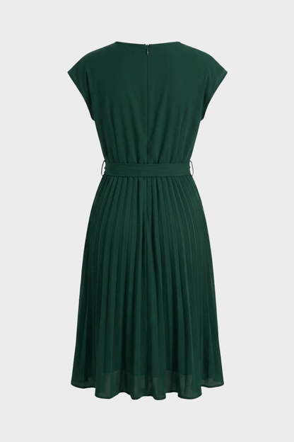 Midikleid Damen mit Plisseerock und Gürtel