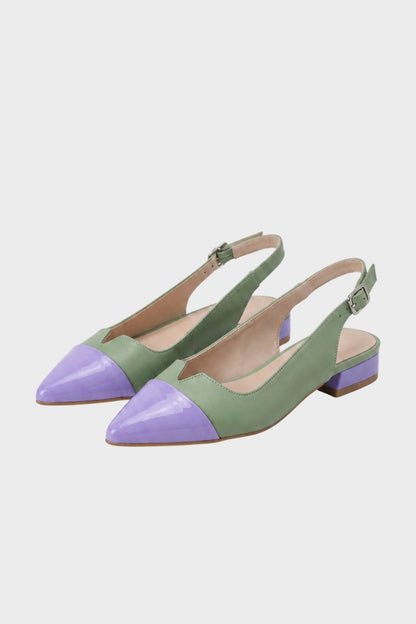 Damen Spitze Slingback-Pumps | Zweifarbige Vorderpartie