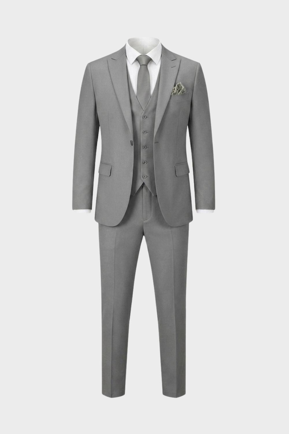 Herren Anzüge – Dreiteiliger Ein-Knopf-Anzug mit Weste und schlanker Silhouette für Hochzeiten & formelle Zeremonien