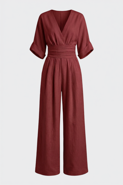 Damen Weites Jumpsuit | Wickel V-Ausschnitt