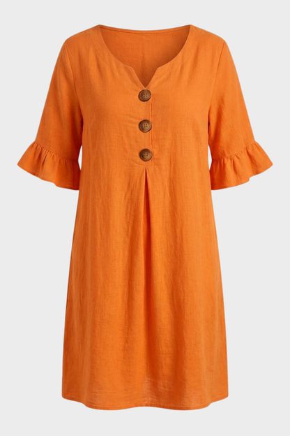 Damen Volant Sommerkleid | Knöpfe