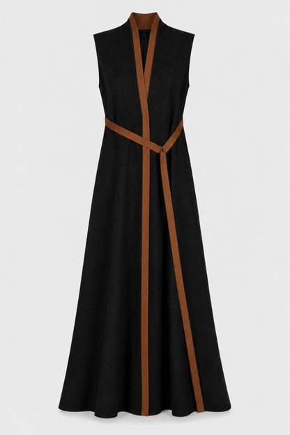 Damen Maxikleid Kontrast | Ärmellos