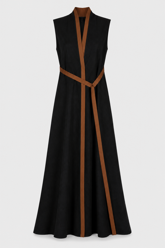 Damen Maxikleid Kontrast | Ärmellos
