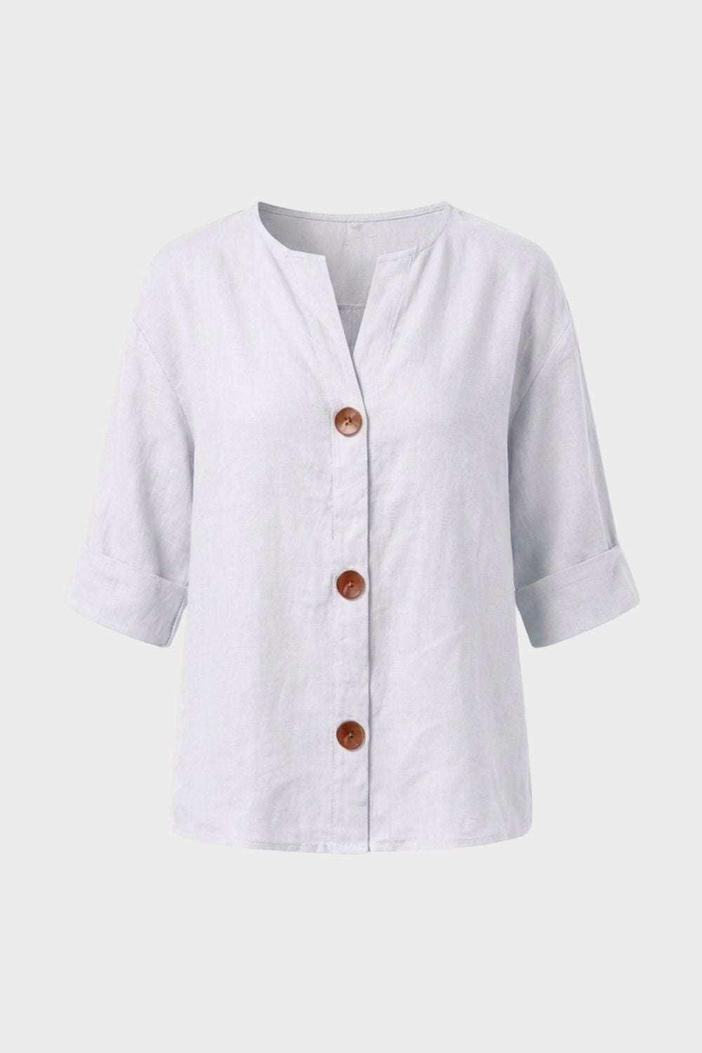 Damen Leinenbluse | Legere Knöpfe