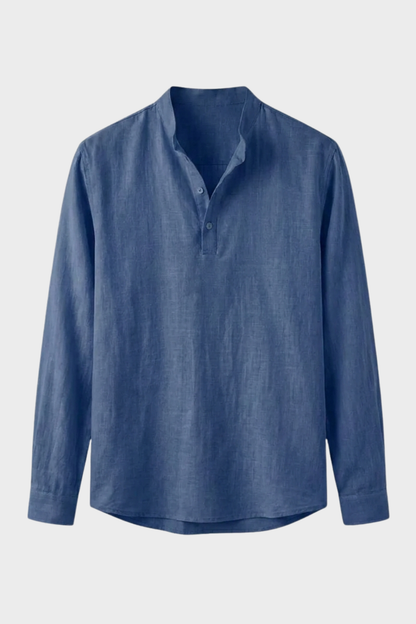 Herren Henley Langarmshirt | Stehkragen