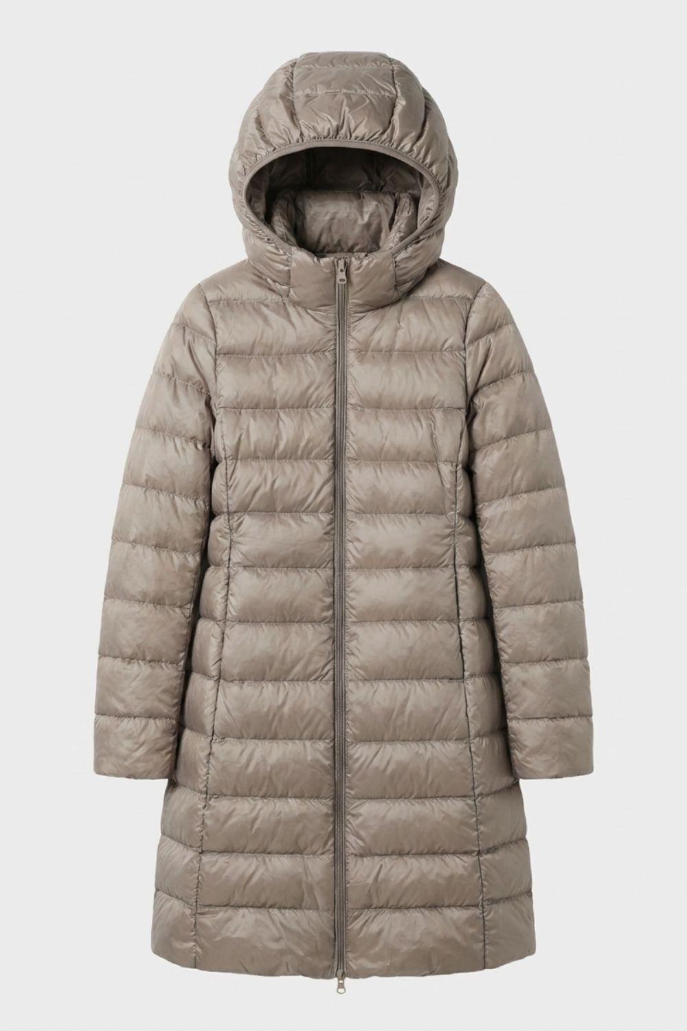 Damen Lange Steppjacke | Kapuze & Verlängerte Silhouette