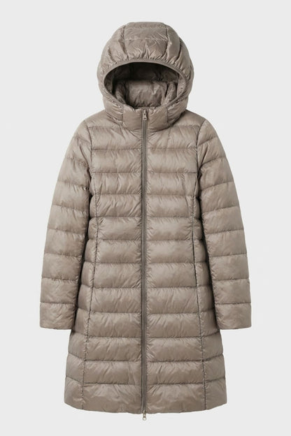Damen Lange Steppjacke | Kapuze & Verlängerte Silhouette