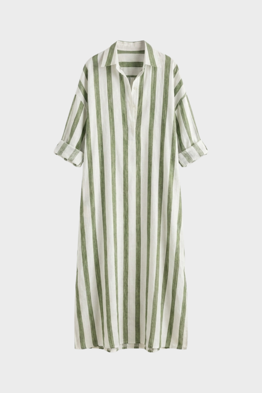 Damen Streifen Hemdkleid | Maxi